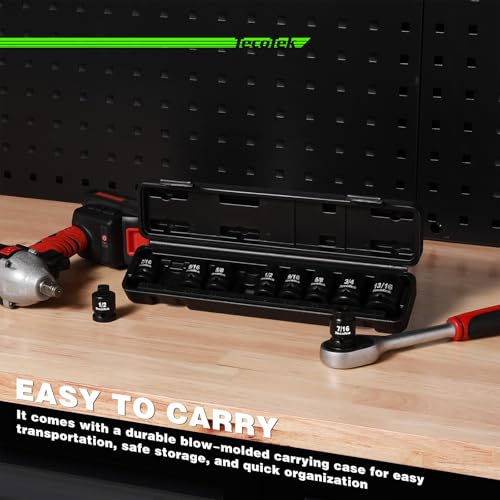 TecoTek 1/2" Drive Pipe Plug Socket Set, Square Drive Socket, 10-Piece, SAE, 4 Point Sockets, CR-MO, Tapered Male Square 7/16'' - 5/8'', Chamfered Female Square 7/16'' - 13/16''