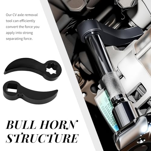 2PCS 8-point/4-point Pry Bar Wrench Adapter,Adjustable CV Axle Removal Tool with 1/2" Drive Port,Bull Horn Half Shaft CV Joint Removal Tool as Crowbar Head Tools