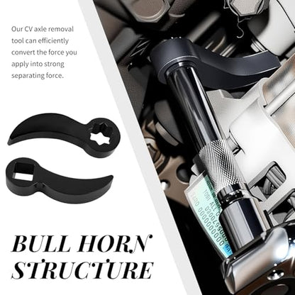 2PCS 8-point/4-point Pry Bar Wrench Adapter,Adjustable CV Axle Removal Tool with 1/2" Drive Port,Bull Horn Half Shaft CV Joint Removal Tool as Crowbar Head Tools
