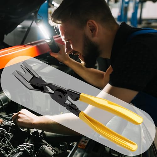1PCS Car Clip Pliers Tool, Panel Clip Pliers Set Fastener Remover, Auto Retainer Clip Trim Rivet Removal Tool, Auto Door Car Upholstery Trim Clip Removal Tool (Yellow) - color: Yellow - 1 Pcs Clip Removal Plier