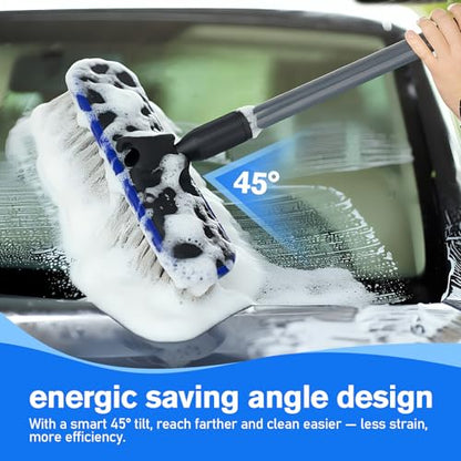 Forgrace Car Wash Brush with Long Handle 67" 170cm | Lightweight Extension Pole Handle | Multipurpose Broom Kit, For RV Boat Truck SUV Caravan Solar Panel House Siding Sweep Snow