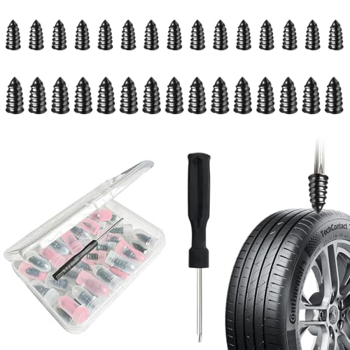 ZHEXI 60 Pack Screw in Tire Plugs of Punctures with 2 Sizes | Tire Plug Kit with Screwdriver Work for Cars,Bikes, Tractor Tire Puncture Repair
