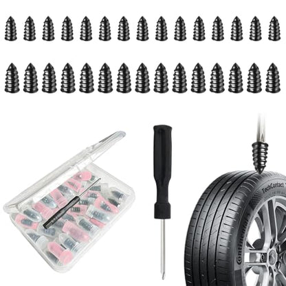 ZHEXI 60 Pack Screw in Tire Plugs of Punctures with 2 Sizes | Tire Plug Kit with Screwdriver Work for Cars,Bikes, Tractor Tire Puncture Repair
