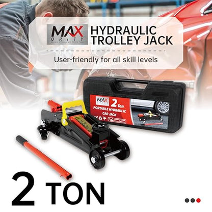 Maxority 2-Ton (4000 lbs) Hydraulic Trolley Garage Service/Floor Jack with Blow Mold Carrying Storage Case for sedans and Pickup Trucks Home and Workshop Vehicle Maintenance