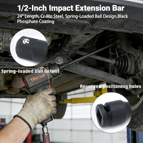 1/2 Inch Drive Extension,24-Inch Length 1/2" Impact Extension Bar,24" Long Socket Wrench Extender,Cr-Mo Steel - size: 24 Inch
