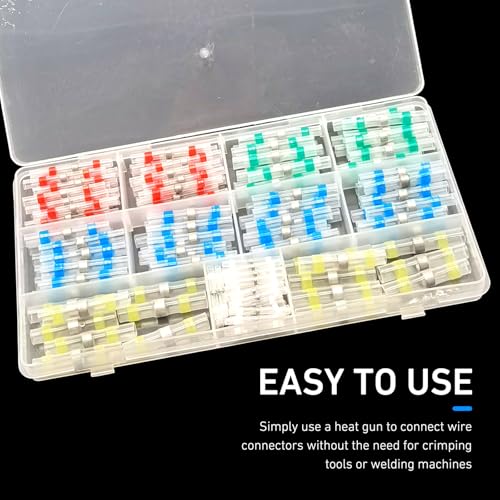 160 PCS Solder Seal Wire Connectors Kit, Waterproof Heat Shrink Solder Seal Wire Butt Connectors, Universal Splice Wires Terminals for Cars, Boats, Marine & Electrical Repairs