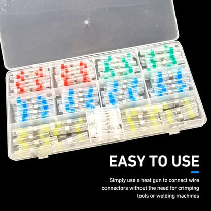 160 PCS Solder Seal Wire Connectors Kit, Waterproof Heat Shrink Solder Seal Wire Butt Connectors, Universal Splice Wires Terminals for Cars, Boats, Marine & Electrical Repairs