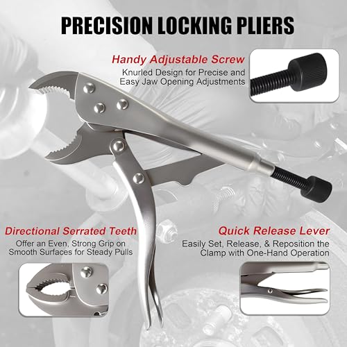 SGT Locking Pliers Slide Hammer Set, Vise Grip Slide Hammer Puller Set | 9.8 in Locking Pliers 2 lb Slide Hammer With Quick Release Swivel Connector, Removing Nails Bolts Pins Seals and CV Axles