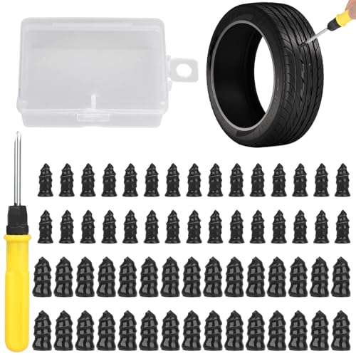 Linkstyle 60PCS Tire Plug Kit, Flat Tire Repair Rubber Nails Kit for Car Truck ATV Tyre Puncture Repair - size: 30 Small and 30 Large Tire Plug Screws