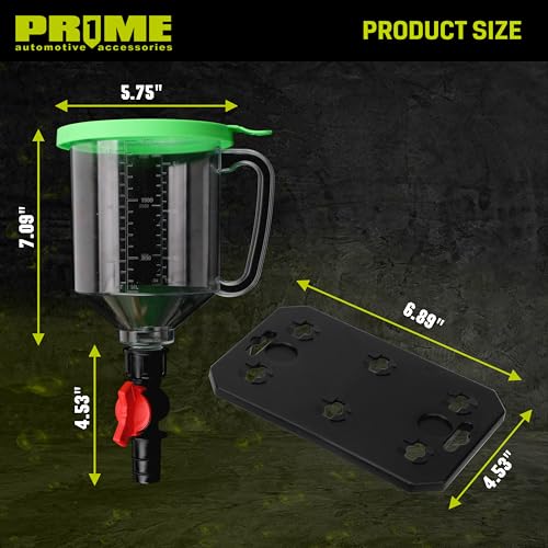 PR1ME 20 Pcs No Spill Engine Oil Funnel Kit,1.5L/1.6QT Oil Change Funnel with 12 Adapters,Elbow Fitting, Arrow Screen & Magnetic Boards,Compatible with GM,BMW,Toyota,Chrysler,Ford,Volvo,Lexus,Honda