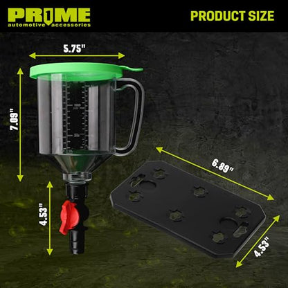 PR1ME 20 Pcs No Spill Engine Oil Funnel Kit,1.5L/1.6QT Oil Change Funnel with 12 Adapters,Elbow Fitting, Arrow Screen & Magnetic Boards,Compatible with GM,BMW,Toyota,Chrysler,Ford,Volvo,Lexus,Honda