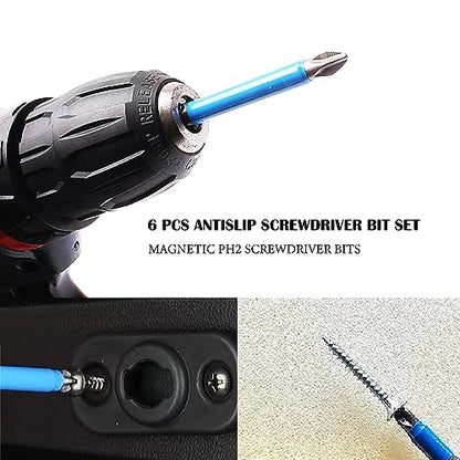 Impact Bit Set, 6pcs Magnetic Ph2 Phillips Long Screwdriver Bits with 1/4 inch Hex Shank-150mm (6 inch) Long for Narrow Space - color: Ph2-150mm(6 Pcs)