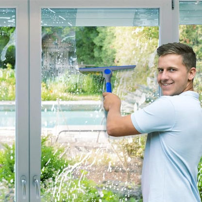 DSV Standard 10" Heavy Duty Blue, Grey Window Cleaning Squeegee, Handheld Squeegee for Glass Doors, Windows, Car Windshields & More - color: Blue