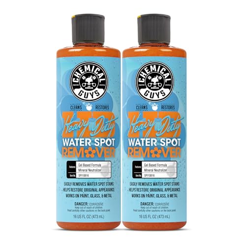 Chemical Guys, Heavy Duty Water Spot Remover Gel, Paint & Glass, 2-Pack | Thick gel clings to glass and panels to tackle hard water stains and mineral marks, prepping for wax or ceramic - size: 16 Fl Oz (Pack of 2)