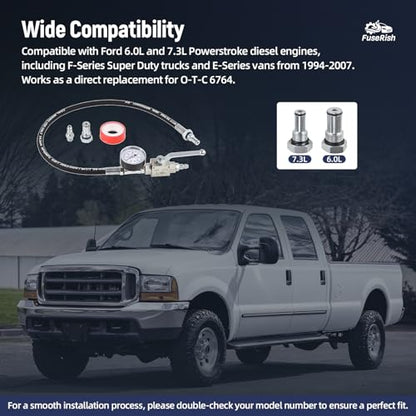 High Pressure Oil System IPR Air Test Tool Special Kit | Fit for Ford 6.0L & 7.3L Powerstroke Diesel Engines, Heavy-Duty Air Test Fitting for HPOP Leak Diagnosis
