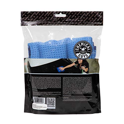 Chemical Guys Waffle Weave Glass Cloth Microfiber Towel, Blue, 24 x 16 | For streak-free cleaning on cars, trucks, and SUVs, blue waffle weave streak-free cleaning cloth, lifts fingerprints - color: Blue, size: 24"x 16"