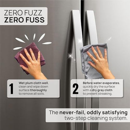 Claro Stainless Steel Cleaning Cloth 8-Pack – Clean Appliances, Fridge Sinks with Just Water (No Chemicals) | Streak-Free, Spot-Free, Scratch-Free Microfiber | Restores Factory Shine, Home Commercial - style: Stainless Steel Cleaning Pack