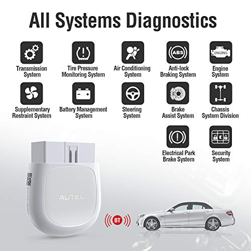 Autel AP200(HT200) Bluetooth OBD2 Scanner, Code Reader with Full Systems Diagnoses and 19 Service Functions, Mini Size Version of MK808 Diagnostic, Vehicle Scan Tool for iPhone & Android Devices
