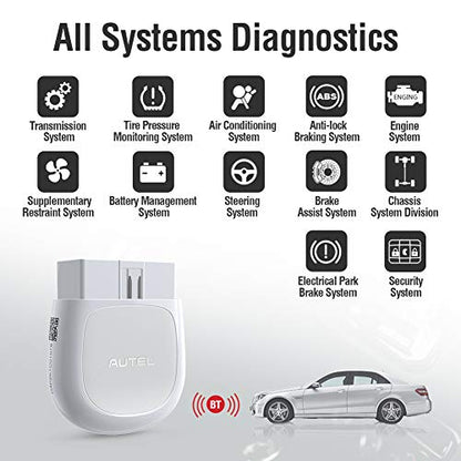 Autel AP200(HT200) Bluetooth OBD2 Scanner, Code Reader with Full Systems Diagnoses and 19 Service Functions, Mini Size Version of MK808 Diagnostic, Vehicle Scan Tool for iPhone & Android Devices