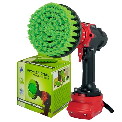 Premium Drill Brush Professional – Medium-Stiff 5 in Green | Scratch-Free Kitchen Cleaning Brush for Ovens, Hobs, Worktops, Floor Tiles, Linoleum, Cupboard Doors and Greasy Cookware - color: Green