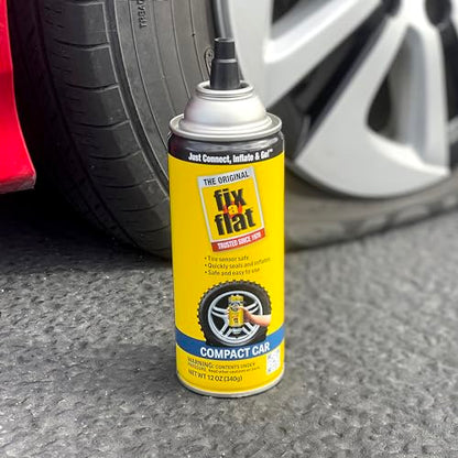 Fix-A-Flat S60410 Aerosol Emergency Flat Tire Repair and Inflator, for Compact Tires, Eco-Friendly Formula, Universal Fit for All Compact Cars, 12 oz. (Pack of 1) - size: 12oz