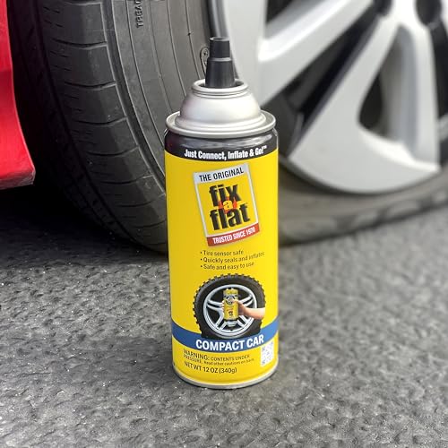 Fix-A-Flat S60410-6PK Aerosol Emergency Flat Tire Repair and Inflator, for Compact Tires, Eco-Friendly Formula, Universal Fit for All Compact Cars, 12 oz. (Pack of 6) - size: 12oz 6pk