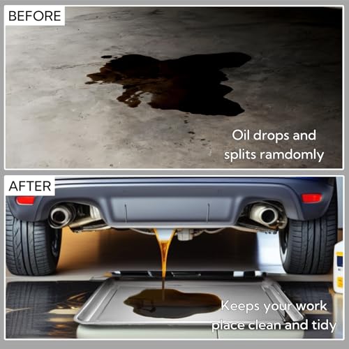 2 Pack Stainless Steel Oil Drip Pan, 27''L x 19''W | Metal Oil Change Tray for Under Car, Large Automative Oil Catch Mat Replacement for Fluid Grease Dripping, Keep Floor Clean