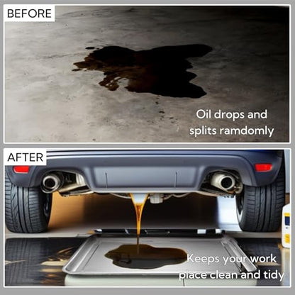 2 Pack Stainless Steel Oil Drip Pan, 27''L x 19''W | Metal Oil Change Tray for Under Car, Large Automative Oil Catch Mat Replacement for Fluid Grease Dripping, Keep Floor Clean