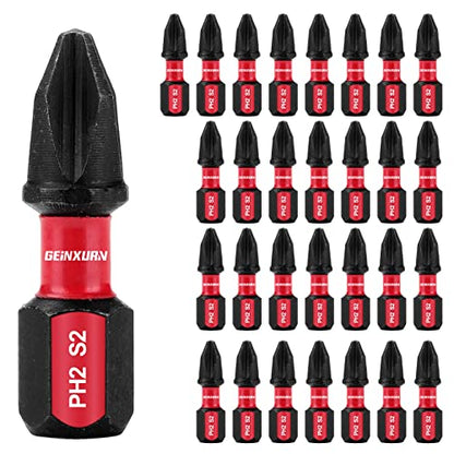 Geinxurn Impact Tough #2 Phillips 1 in. Insert Driver Bits,30Pack Bulk PH2 Screwdriver Bits Set - size: 1"-PH2-30PCS