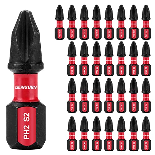 Geinxurn Impact Tough #2 Phillips 1 in. Insert Driver Bits,30Pack Bulk PH2 Screwdriver Bits Set - size: 1"-PH2-30PCS