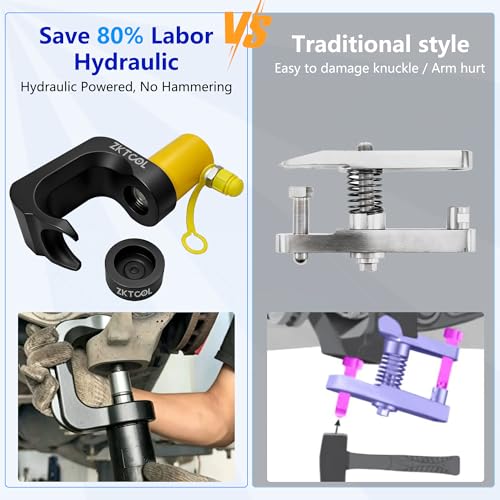ZKTOOL Hydraulic Pneumatic Ball Joint Separator Puller, Heavy Duty Control Arm Ball Joint Removal Tool Compatible with Land Rover Jaguar,Steering Suspension Extractor, Replace JLR-204-793A JLR-204-838 - color: Black