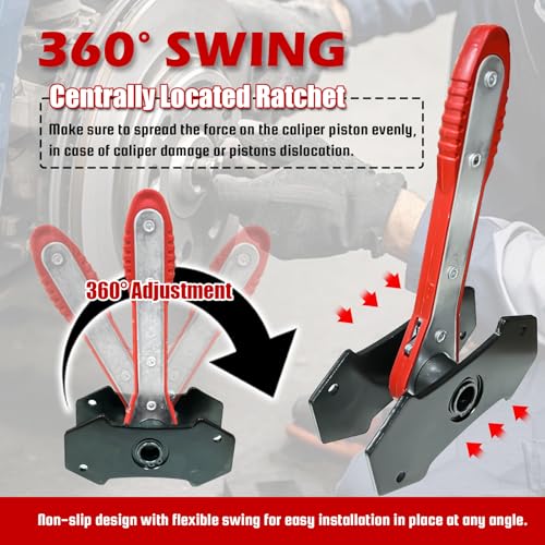 YATOINTO Brake Caliper Compression Tool,Caliper Piston Compressor Tool with Extra 2Pcs Large Plates 1.57"-2.95" for Disc Brake Pad Spreader,Brake Caliper Press Tool with 2 Break Caliper Hangers,Red - size: 2 Pcs Steel Plates