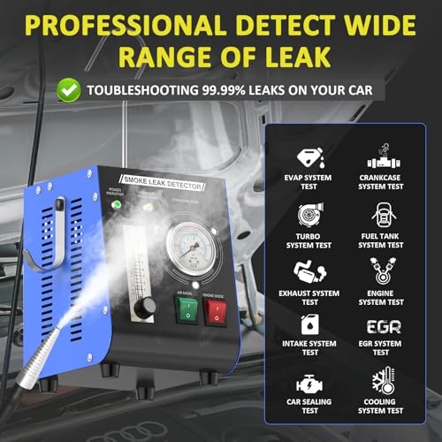 Automotive Smoke Machine, Professional Leak Detector Built-in Air Pump Flow Meter 19PSI Leak Diagnostic Tester Tool Unit Kit 12V EVAP Dual Mode for All Vehicles Pipe Systems, ATV, Boat, Motorcycle - style: Flow Meter