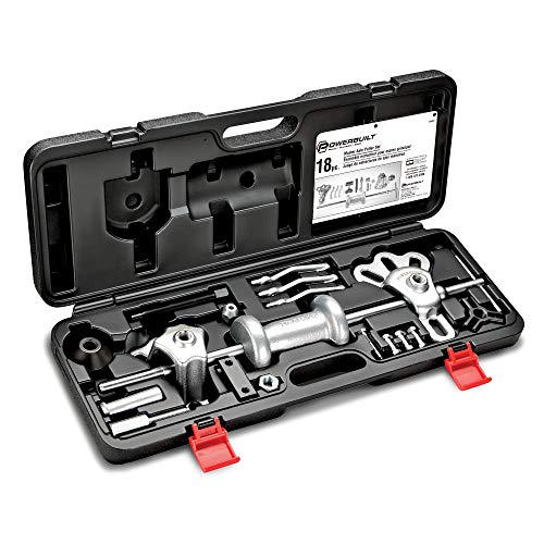 Powerbuilt Slide Hammer Puller Tool Kit, Jaw Pullers, Remove Car Seals and Bearings Set, Front and Rear Wheel Drive Vehicles - 940369, Silver - style: 18 Piece