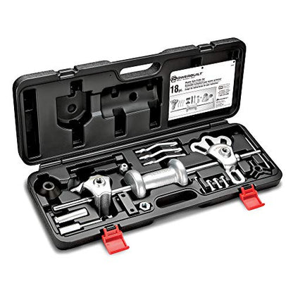 Powerbuilt Slide Hammer Puller Tool Kit, Jaw Pullers, Remove Car Seals and Bearings Set, Front and Rear Wheel Drive Vehicles - 940369, Silver - style: 18 Piece