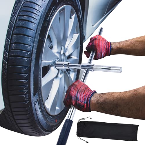 Boulder Tools 23 inch 4 Way Lug Wrench - Universal Telescopic Tire Removal Tool for Car and Truck - Portable Heavy Duty Tire Changing Tool for 19 mm and 21 mm Nuts - Durable Silver Aluminum Alloy - style: 23" Cross Tire Wrench
