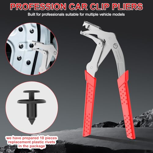 Car Clip Pliers, Clip Removal Tool with Spring-Loaded Lever for Auto Trim & Fastener Removal, Easily Remove Fasteners, Clips, and Rivets, Damage-Free Interior & Exterior Disassembly Tool