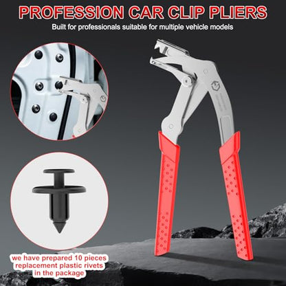 Car Clip Pliers, Clip Removal Tool with Spring-Loaded Lever for Auto Trim & Fastener Removal, Easily Remove Fasteners, Clips, and Rivets, Damage-Free Interior & Exterior Disassembly Tool