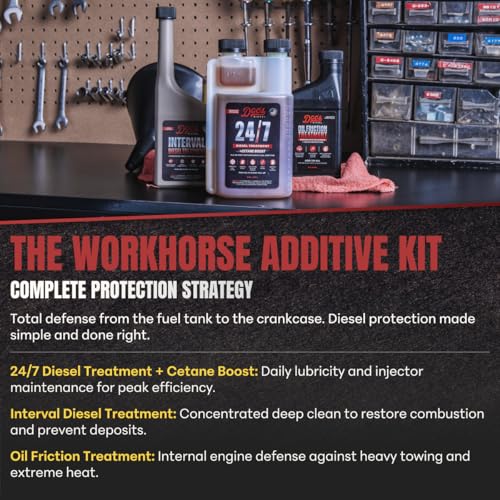 Doc's Diesel 24/7 Cetane Boost + Interval Diesel Treatment + Oil Friction Treatment Kit – Fuel System & Engine Protection – Cleans Injectors, Reduces Wear, Improves MPG (16 oz + 12 oz + 16 oz) - size: 24/7 + IDT + Oil Friction Treatment