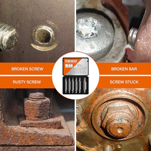KENDO Damaged Screw Extractor Set - Remover for Stripped Screws Nuts & Bolts, Drill Bit Tools for Easy Removal of Rusty & Broken Hardware, 6PC HSS Drill Bit Bolt Extractor Kit,Practical Choice for Use - style: 6-PCS