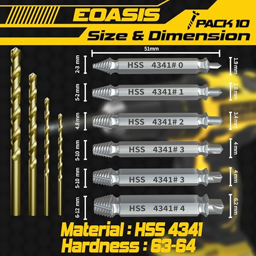 Gifts for Men – Stripped Screw Extractor Set – Father’s Day Gifts from Wife, Daughter, & Son – Easy Out Extractor Set for Nuts, Screws & Bolts – Perfect Husband & Birthday Gifts (Pack of 10) - size: Pack of 10