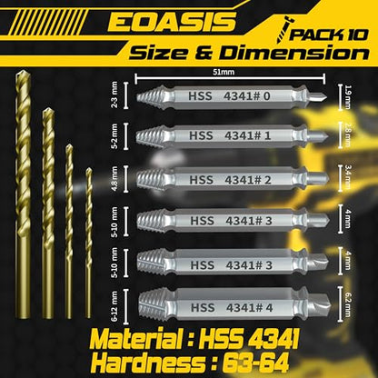 Gifts for Men – Stripped Screw Extractor Set – Father’s Day Gifts from Wife, Daughter, & Son – Easy Out Extractor Set for Nuts, Screws & Bolts – Perfect Husband & Birthday Gifts (Pack of 10) - size: Pack of 10