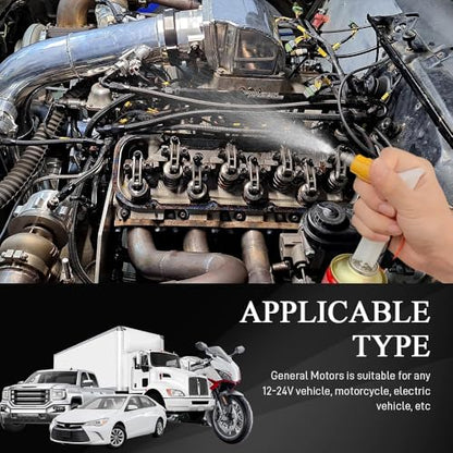 4PCS Fuel Injector Cleaner Kit, Fuel Injector Tester, Auto Gas Injection Nozzle Flush Cleaner Adapter DIY Cleaning Tool Kit with Test Lead, Automotive Gas Injectors Nozzles for 12-24V Car