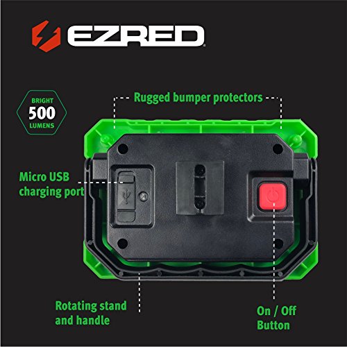 EZ RED XLM500-GR Rechargeable Magnetic Logo Work Light, Black/ Green - color: Green