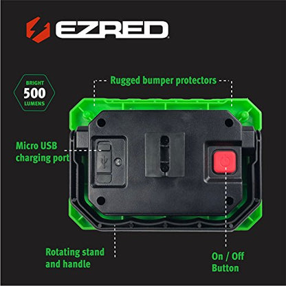 EZ RED XLM500-GR Rechargeable Magnetic Logo Work Light, Black/ Green - color: Green
