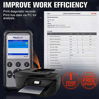 2026 New Autel ML629 OBD2 Scanner, ABS SRS Engine Transmission Diagnostic Scan Tool, Mechanic Full OBDII Code Reader w/DTC Lookup AutoVIN, OBD2 Live Data, Up of AL619 AL629 for Professionals DIYers