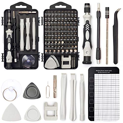 SHARDEN 122 in 1 Precision Screwdriver Set With CR-V Steel Bits(Grey) | Magnetic Repair Tool Kit with Case for Repair Computer, Phone, PC, Cellphone, Laptop, Game Console, Watch, Glasses etc - color: Grey