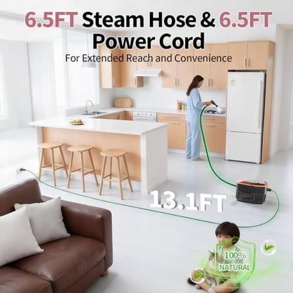 Steam Cleaner for Home & Car, 3-Level Adjustable Steamer for Cleaning with Temp Display,15s Fast Heat,1.8L Large Tank, 4Bar Powerful Steam for Grout,Grease,Tile,Couch,Toilet, Car Detailing,Windows