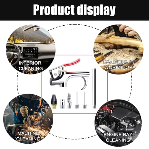 ZIMISI 2-Way Connection Air Nozzle Blow Gun Kit, Air Compressor Accessory with 3 Interchangeable Nozzle, Blow Gun for Dedusting, Inflation, Cleaning (7PCS) - size: 7PCS
