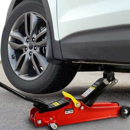 Floor Jack 2 Ton, Low Profile Floor Jack, Heavy Duty Steel Racing Jacks with Single Piston Quick Lift Pump, Hydraulic Car Jacks Lifting Range 3.3"-15.2" (2 Ton) - size: 2 Ton